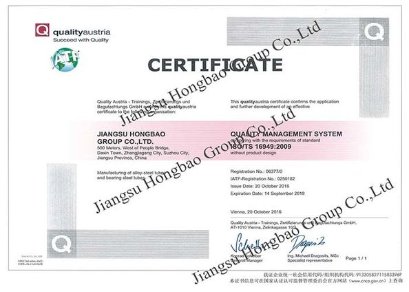 Chiny Jiangsu Hongbao Group Co., Ltd. Certyfikaty